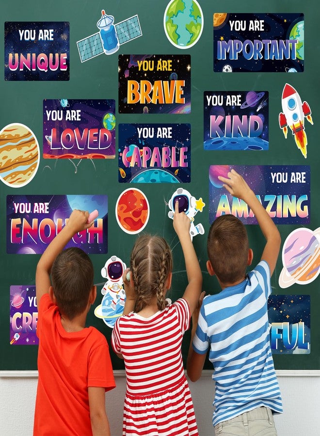 Yewfold 18 Pcs Space Theme Bulletin Board Decor Set, Motivational Cutouts for Classroom Affirmation Station, Outer Space Wall Decor for School Office Home Teacher Supply - Image 4