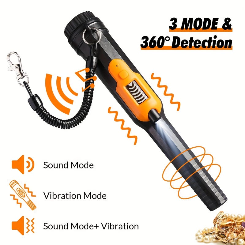 1pc Metal Detector Pinpointer With LCD Display IP68 Full Waterproof Green Pin Pointer Wand 3 Modes Handheld Treasure Hunting Finder Probe With Belt Holster For Adults A Battery Included - Image 1