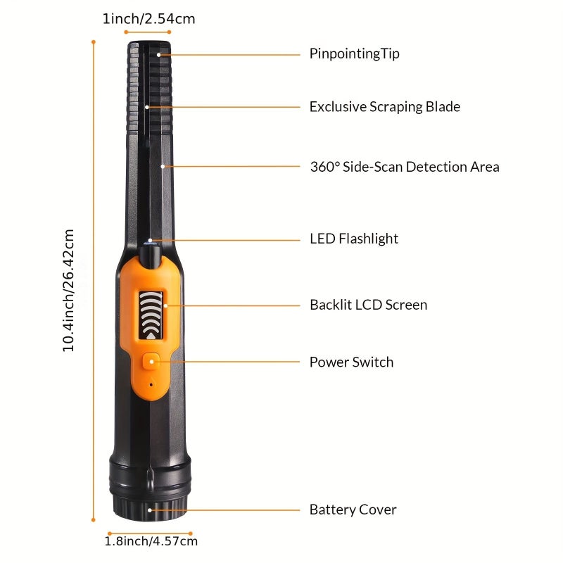 1pc Metal Detector Pinpointer With LCD Display IP68 Full Waterproof Green Pin Pointer Wand 3 Modes Handheld Treasure Hunting Finder Probe With Belt Holster For Adults A Battery Included - Image 2