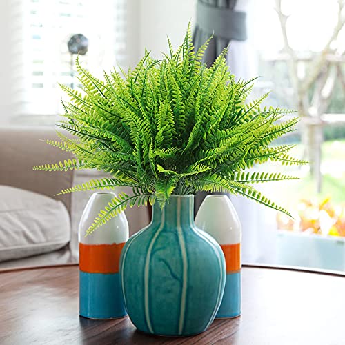 Coreland Artificial Boston Fern Plants Bushes 20Packs Faux Plants Shrubs Greenery UV Resistant for House Office Garden Indoor Outdoor Décor - Image 3