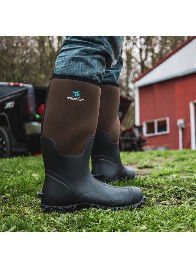 Trudave Rubber Boots for Men with Steel Shank, Waterproof Insulated Reliable Rain Boots for Outdoor Work Hunting, Warm Dry 5mm Neoprene Anti-slip All-Season Mud Boots, Size 5-14 - Image 2