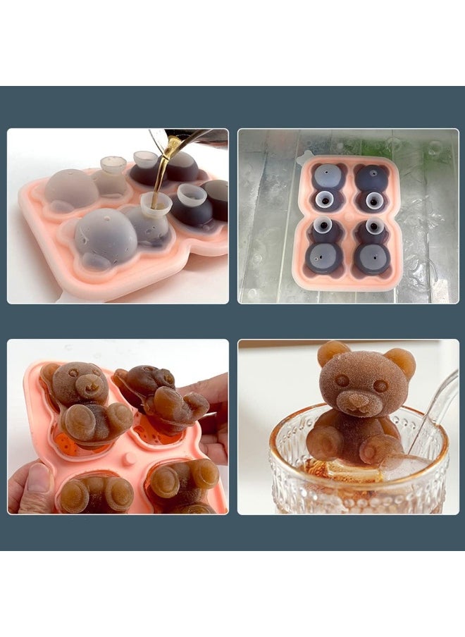 IBAMA - IBAMA 3D Cute Bear Ice Cube Mold, 4 Cavity Silicone Animal Mold Ice Cube for DIY Iced Coffee Milk Tea Beverage Drink Decoration Reusable and BPA Free - Image 1