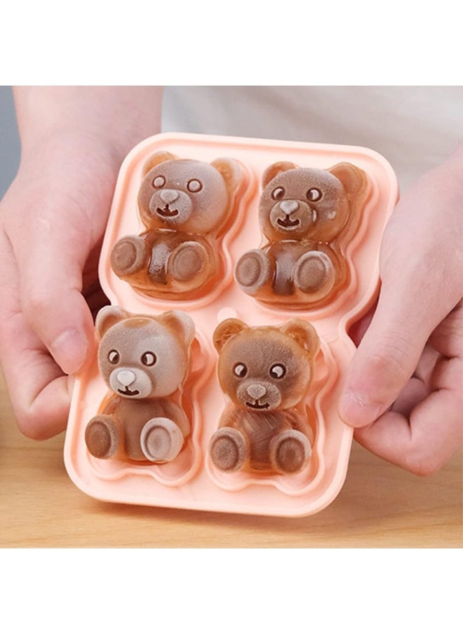 IBAMA - IBAMA 3D Cute Bear Ice Cube Mold, 4 Cavity Silicone Animal Mold Ice Cube for DIY Iced Coffee Milk Tea Beverage Drink Decoration Reusable and BPA Free - Image 1