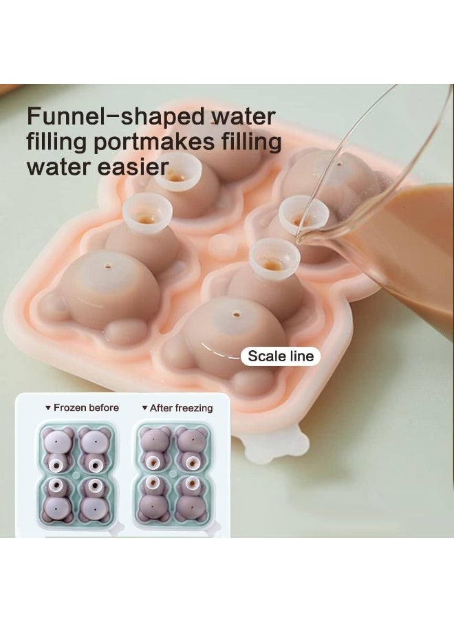 IBAMA - IBAMA 3D Cute Bear Ice Cube Mold, 4 Cavity Silicone Animal Mold Ice Cube for DIY Iced Coffee Milk Tea Beverage Drink Decoration Reusable and BPA Free - Image 1