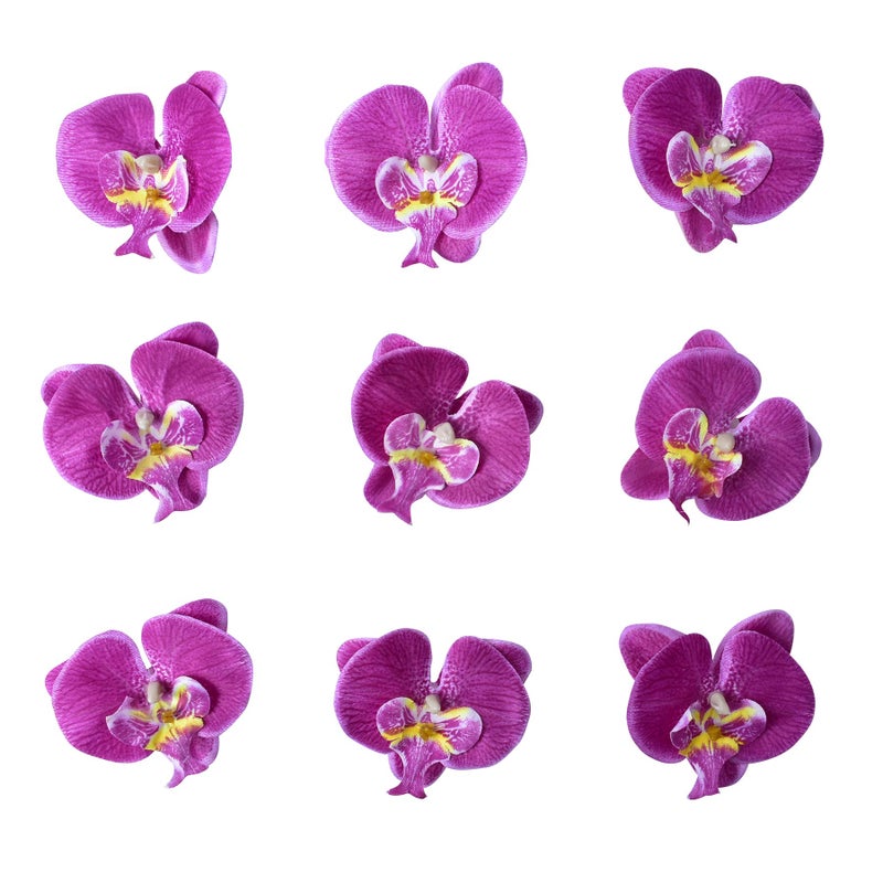 HOKPA Artificial Silk Phalaenopsis Flower Heads Fake Butterfly Orchid Heads for Wedding Floral Bouquet Decor DIY Craft Making Bridal Shower Photography Props 20pcs Purple