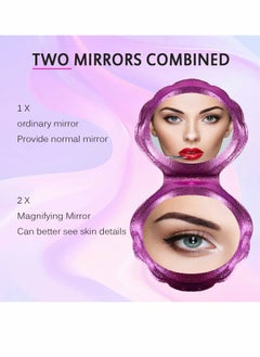 Generic Shell Compact Mirror for Purses with 2 x 1x Magnification, Folding Mini Pocket Double Sided Travel Makeup Mirror,  Purse,  - Image 2