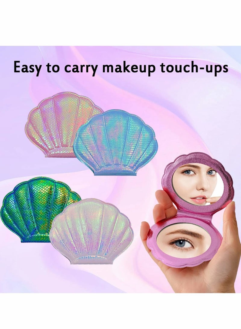 Shell Compact Mirror for Purses with 2 x 1x Magnification, Folding Mini Pocket Double Sided Travel Makeup Mirror,  Purse,  - Image 4