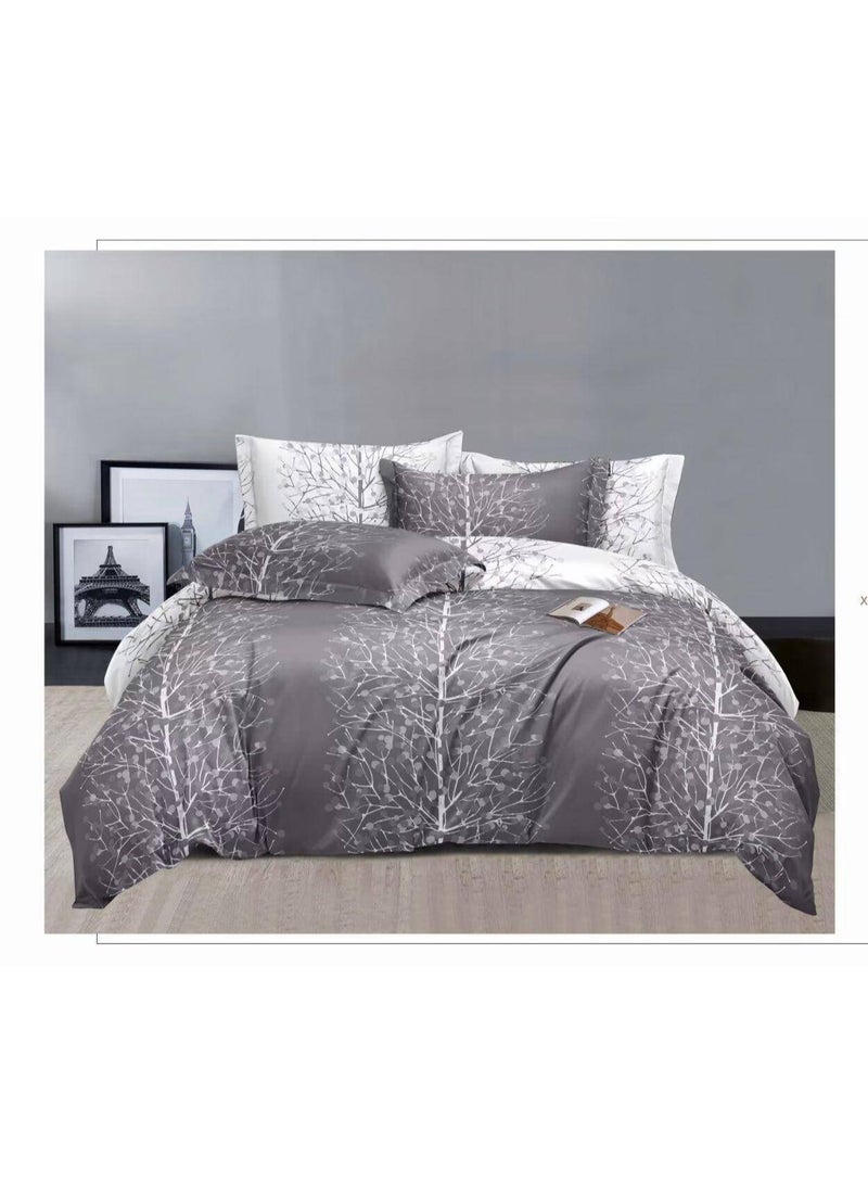 طقم سرير ملكي فاخر (6 قطع) – غطاء لحاف ناعم وقابل للتنفس 220x240 سم من القطن