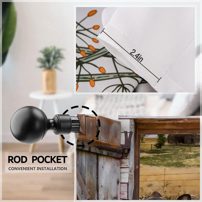 Famiffty Barn Door Cow Kitchen Curtains Rod Pocket Small Short Cafe Curtain Window Treatment Drapes Home Decor 27.5W X 39L Inch 2 Panels - Image 5