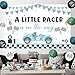 Merrystorm Race Car Baby Shower Decorations A Little Racer is On The Way Backdrop Glitter Vintage Racing Car Banner Cake and Cupcake Toppers Blue Green Checkered Flag Balloons for Boys Baby Shower Party Supplies - Image 4