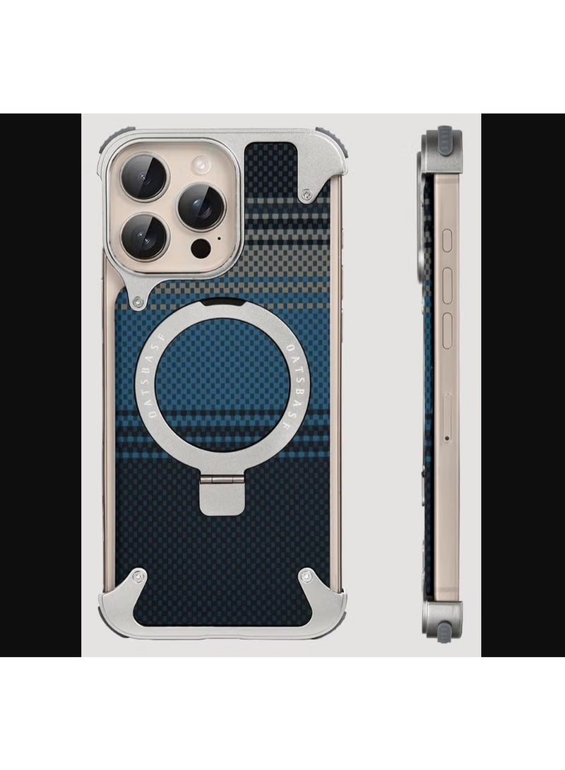 OATSBASF Case for iPhone 16 Pro Max, Slim Protective Shockproof with Aramid Fiber Magsafe Compatible Case, Sleek Minimalist Metal Aluminum Shells with Built-in Kickstand Phone Case | WIDGETS MATRIX - Image 4