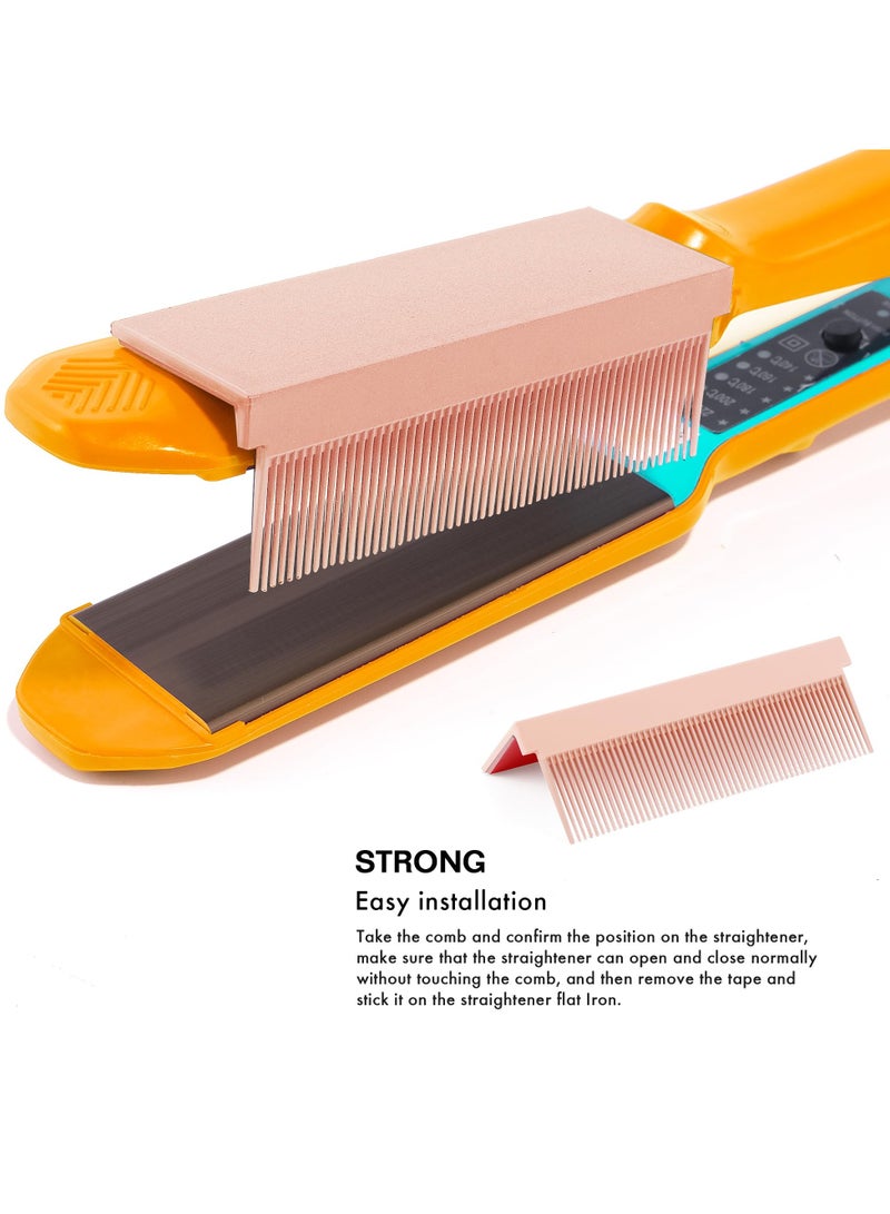 عام 2-in-1 Flat Iron Comb Set for Effortless Hair Straightening, Compact and Portable Styling Tool, Perfect for Home Use, Stylish Pink Design - Image 2