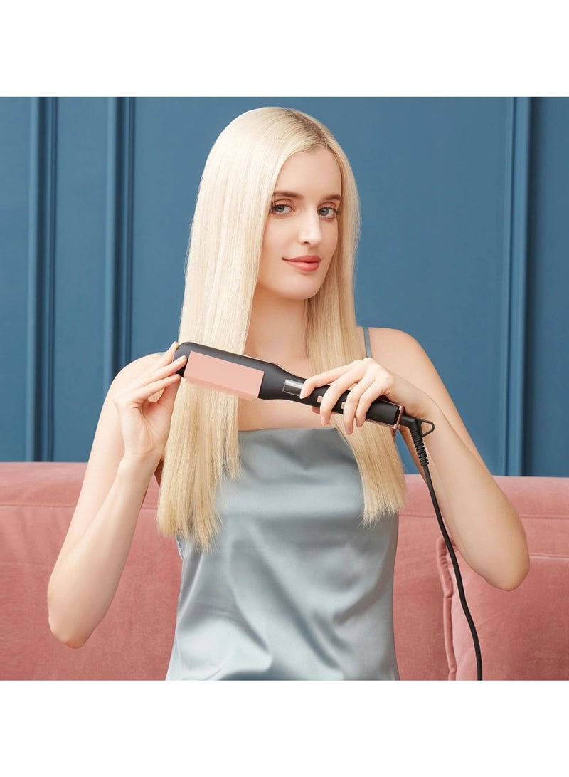 عام 2-in-1 Flat Iron Comb Set for Effortless Hair Straightening, Compact and Portable Styling Tool, Perfect for Home Use, Stylish Pink Design - Image 4
