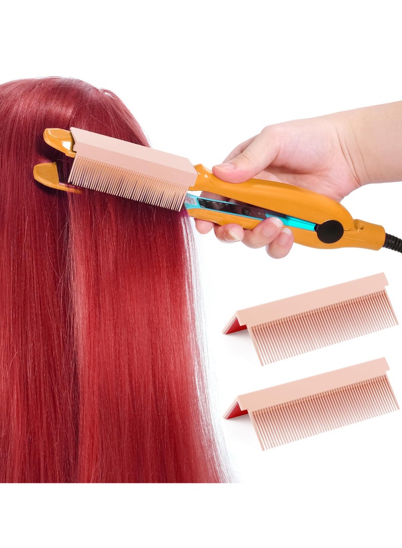 عام 2-in-1 Flat Iron Comb Set for Effortless Hair Straightening, Compact and Portable Styling Tool, Perfect for Home Use, Stylish Pink Design - Image 1