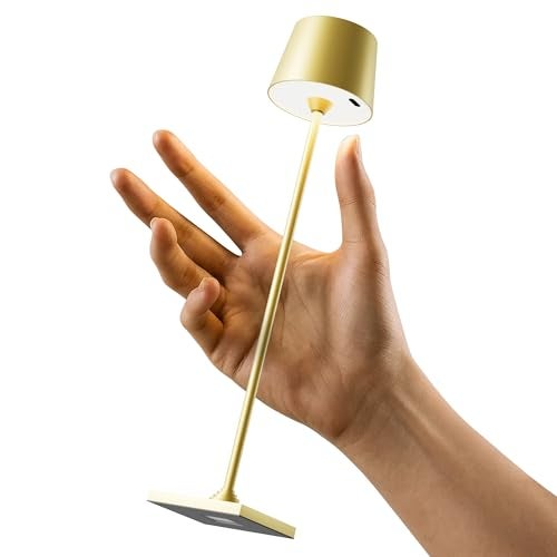Timjorman Compact Cordless Table Lamp, Rechargeable LED Night Light, Dual Light Source (RGB Top & Warm Bottom), Touch Control & Timer, Metal Lamp for Bedroom & Kids Room (Golden 1-Pack) - Image 1