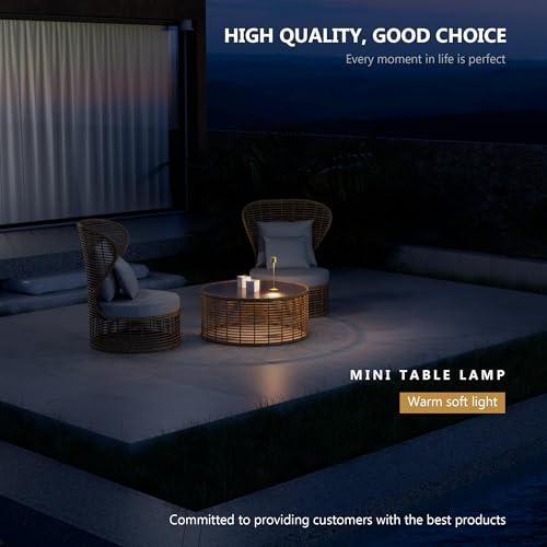 Timjorman Compact Cordless Table Lamp, Rechargeable LED Night Light, Dual Light Source (RGB Top & Warm Bottom), Touch Control & Timer, Metal Lamp for Bedroom & Kids Room (Golden 1-Pack) - Image 2