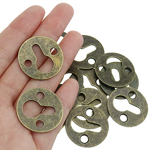 DonLeeving Luckycivia 60Pcs Metal Round Type Keyhole Shelf Brackets Hangers, Picture Frame Hanging with Screws (Bronze Tone) - Image 3