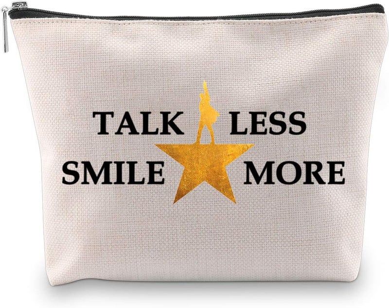 Novelty Hamilton Musical Gift My Thoughts Have Been Replaced by Hamilton Lyrics Talk Less Smile More Cosmetic Bag (TALK LESS SMILE MORE)