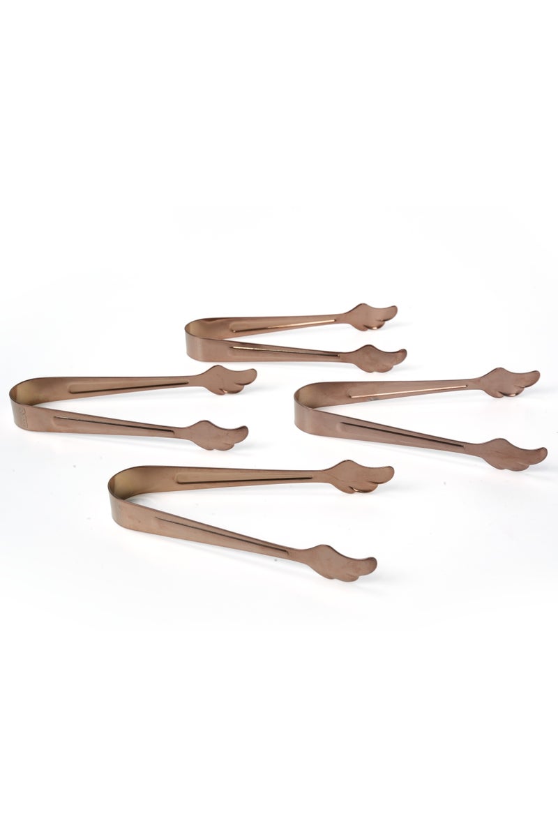 بيرام ملقط سكر بيرام، تصميم رأس صدفة ورقية، فولاذ مقاوم للصدأ ممتاز 304، ملقط ثلج صغير، ملقط مطبخ، ملقط للاستخدام اليومي، ملقط خبز (4، ذهبي وردي) - Image 1