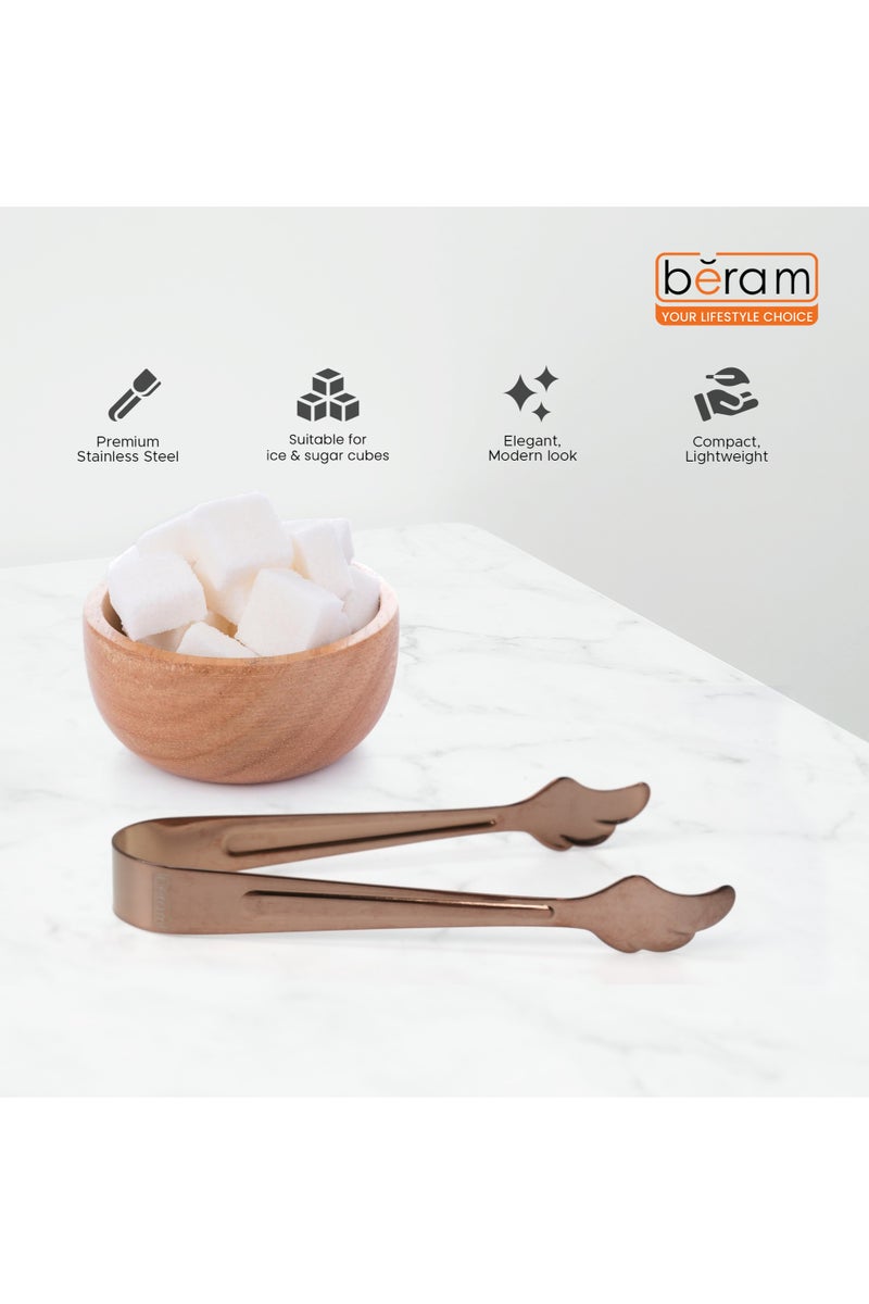 بيرام ملقط سكر بيرام، تصميم رأس صدفة ورقية، فولاذ مقاوم للصدأ ممتاز 304، ملقط ثلج صغير، ملقط مطبخ، ملقط للاستخدام اليومي، ملقط خبز (4، ذهبي وردي) - Image 3