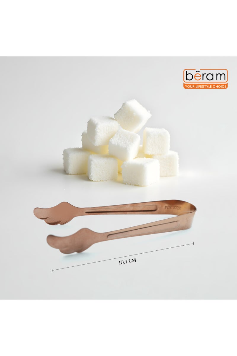 بيرام ملقط سكر بيرام، تصميم رأس صدفة ورقية، فولاذ مقاوم للصدأ ممتاز 304، ملقط ثلج صغير، ملقط مطبخ، ملقط للاستخدام اليومي، ملقط خبز (4، ذهبي وردي) - Image 5