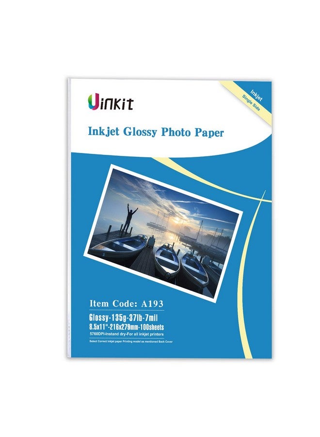 Uinkit 37Lb Thin Flyer Paper Glossy 8.5X11 Inkjet 100 Sheets Single Side Diy Chip Bag 135Gsm Photos Picture For Inkjet Printer With Dye Ink Letter Size A4 Brochure (100) - Image 1