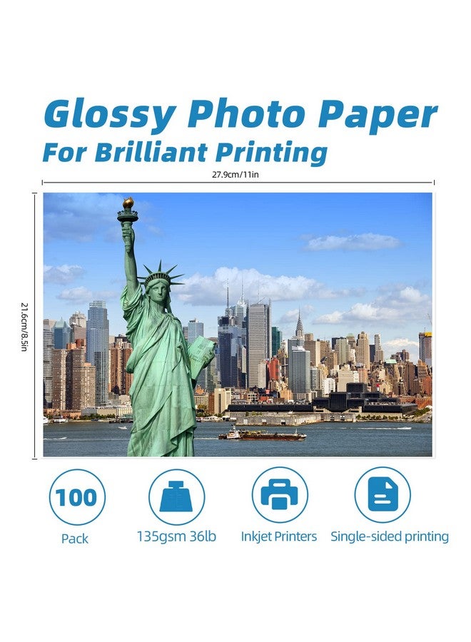 Uinkit 37Lb Thin Flyer Paper Glossy 8.5X11 Inkjet 100 Sheets Single Side Diy Chip Bag 135Gsm Photos Picture For Inkjet Printer With Dye Ink Letter Size A4 Brochure (100) - Image 2