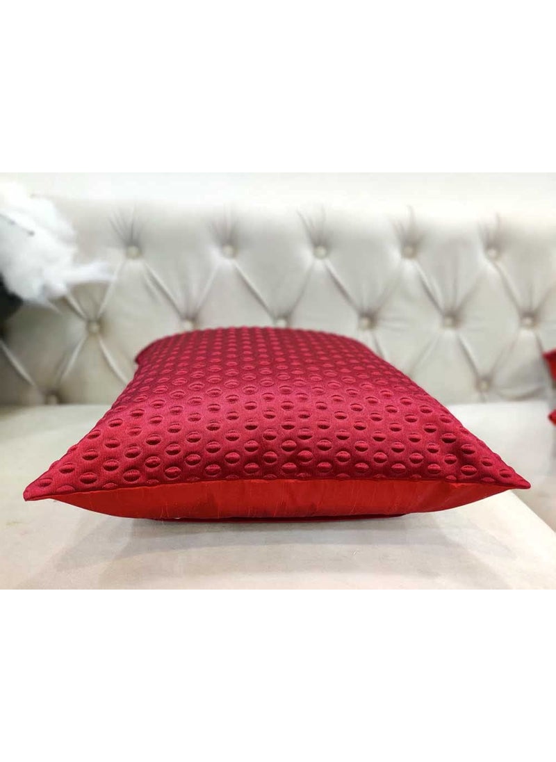 Good Vibes GOODVIBES Maroon White DamaskSelf DesignWoven Motifs Floral Zipper Square Combo Cushion Covers 16x16 inch or 40 x 40 cm Set of 5  - Image 5