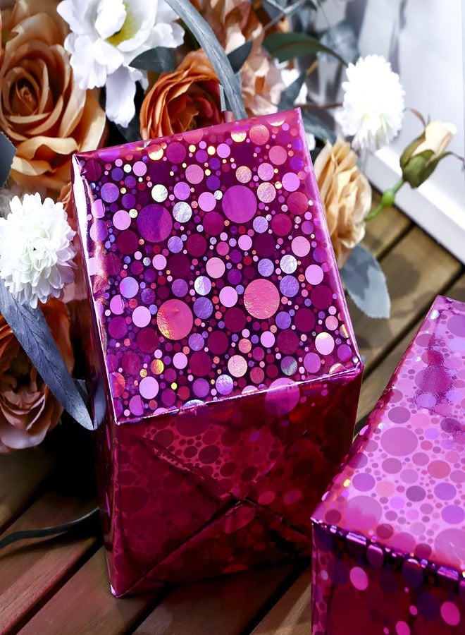 LeZakaa Pink Holographic Wrapping Paper Roll, Shiny Polka Dot Metallic Foil for Birthday, Valentines, Mothers Day, Wedding, Bridal Shower, Graduation, Christmas, Mini Roll 17 in x 32.8 ft - Image 4