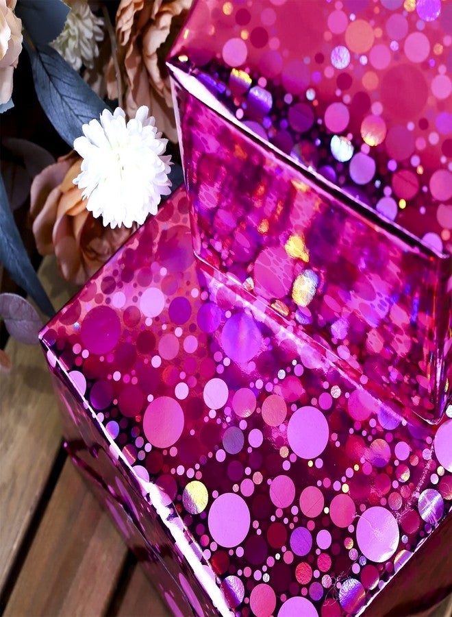 LeZakaa Pink Holographic Wrapping Paper Roll, Shiny Polka Dot Metallic Foil for Birthday, Valentines, Mothers Day, Wedding, Bridal Shower, Graduation, Christmas, Mini Roll 17 in x 32.8 ft - Image 2