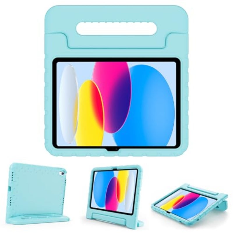 حافظة لجهاز iPad A16 الجيل الحادي عشر 2025/جهاز iPad الجيل العاشر 2022: غطاء TPU خفيف الوزن مقاوم للصدمات باللون الأزرق مع حامل قلم رصاص وحامل ومقبض قابل للتحويل للأطفال - Image 1