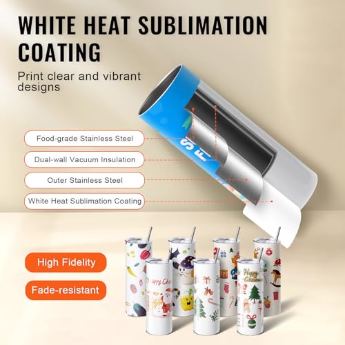 VEVOR Tumbler Heat Press Machine and Sublimation Tumblers, Tumbler Press Set with 8pcs 20OZ Blank Tumblers, Mug Press Cup Press for 11-30oz Tumblers Mug, with Heat Transfer Paper, Gloves, Tape - Image 5