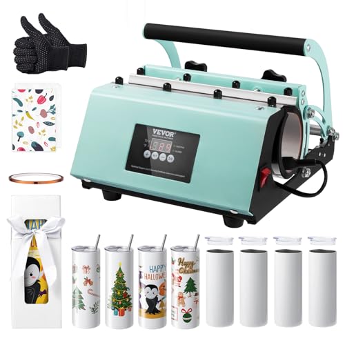 VEVOR Tumbler Heat Press Machine and Sublimation Tumblers, Tumbler Press Set with 8pcs 20OZ Blank Tumblers, Mug Press Cup Press for 11-30oz Tumblers Mug, with Heat Transfer Paper, Gloves, Tape - Image 1