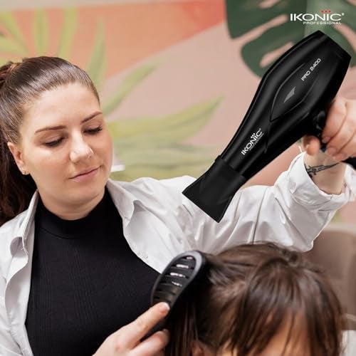 Ikonic 2400 Professional Hair Dryer, Black, 2200W with Powerful AC motor, 2 speed and 3 heat settings with Cool shot, 2 Interchangeable Nozzles, Hang up loop, Control Frizz, All Hair Type - Image 5