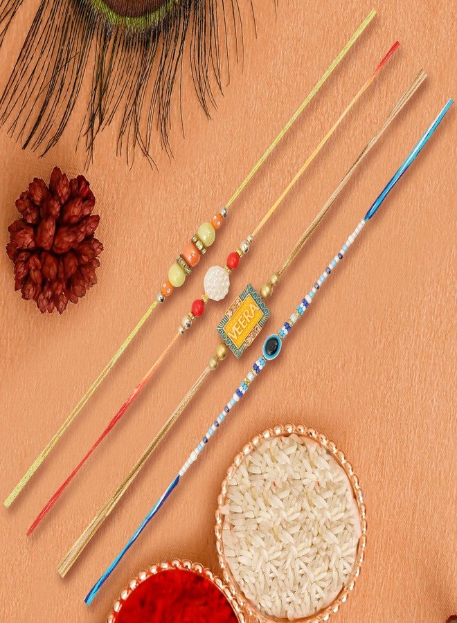 Vientiq Men's Combo of 4-Piece Traditional Rakhi Set for Brothers Rakshabandhan with Roli & Chawal Festival Thread Rakhi Collection - Image 3