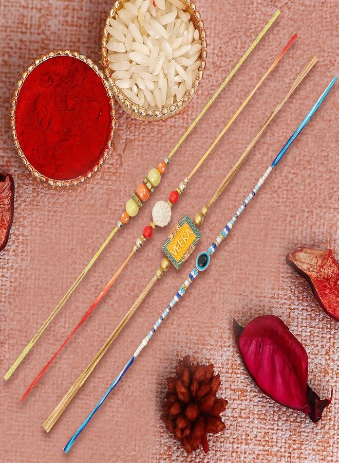 Vientiq Men's Combo of 4-Piece Traditional Rakhi Set for Brothers Rakshabandhan with Roli & Chawal Festival Thread Rakhi Collection - Image 2