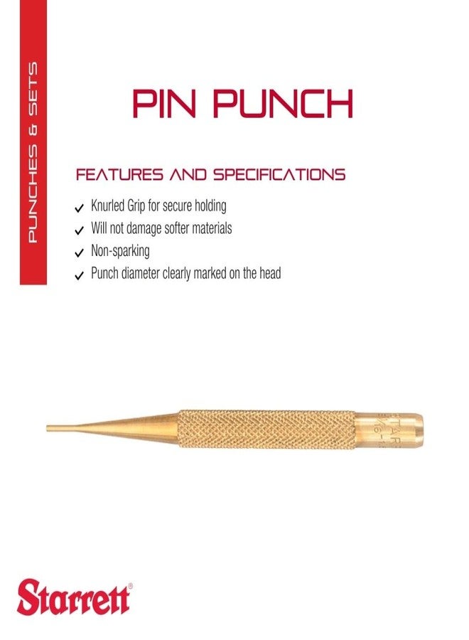 ستارريت مثقاب دبابيس نحاسي من ستاريت بمقبض مُسنن - لدق المسامير والمسامير داخل قطعة العمل أو خارجها - مثالي للتطبيقات المهنية والصناعية - قطر 1/16 بوصة، طول 4 بوصات - B565A - Image 2