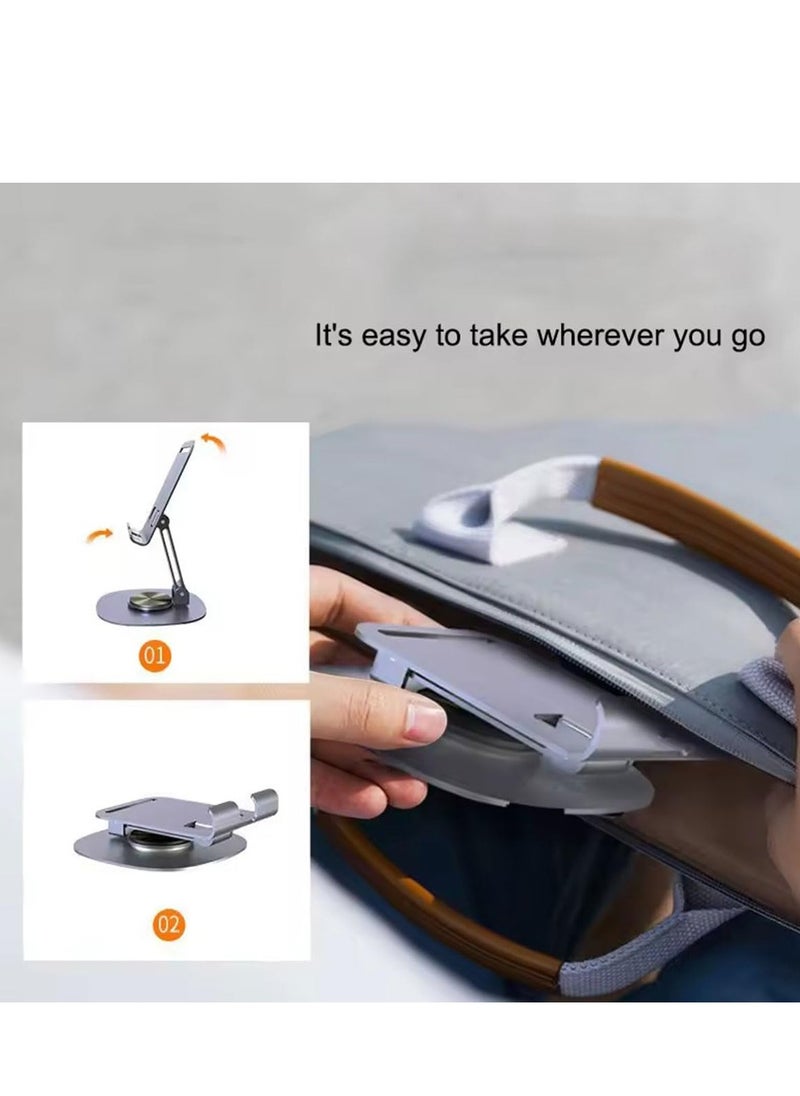 Daytoyz - Foldable Phone Stand Holder for Desk - Anti-slip 360 Rotating Aluminum Mobile Phone Holders Cradle Desktop Dock Compatible with Tablet and iPhone 15 14 13 12 11 Pro Max - Image 1
