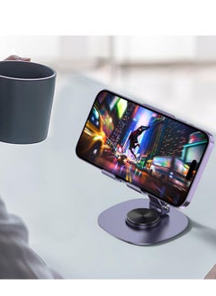 Daytoyz Foldable Phone Stand Holder for Desk - Anti-slip 360 Rotating Aluminum Mobile Phone Holders Cradle Desktop Dock Compatible with Tablet and iPhone 15 14 13 12 11 Pro Max  - Image 5