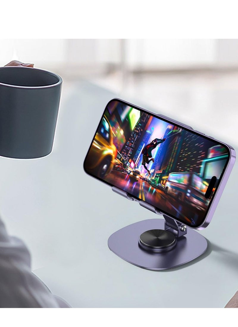 Daytoyz - Foldable Phone Stand Holder for Desk - Anti-slip 360 Rotating Aluminum Mobile Phone Holders Cradle Desktop Dock Compatible with Tablet and iPhone 15 14 13 12 11 Pro Max - Image 1
