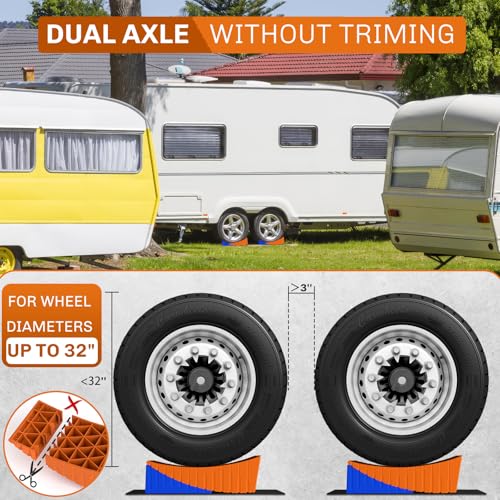 WELLUCK Camper Leveler, RV Leveling Blocks Camper Wheel Chocks Up to 35,000 lbs, 2 Packs Heavy Duty Curved RV Camper Leveler Kit with Anti-Slip Mats for Travel Trailer Easier & Faster Leveling - Image 4