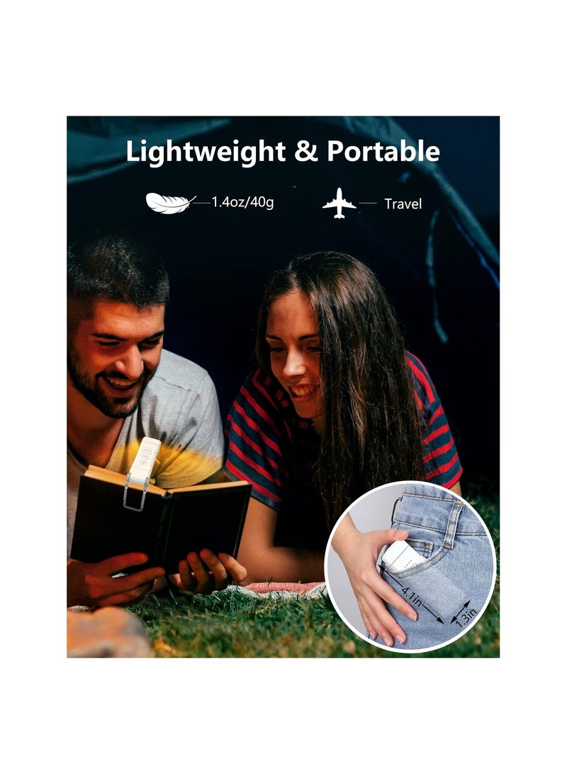 SYOSI Book Light with Timer, USB Rechargeable Reading Light with Memory Function, 1.4 oz Ultralight Clip-on Bookmark Light, 3 Colors & 5 Brightness, 500 mAh Up to 80+Hrs, Perfect for Bookworms(White) - Image 4