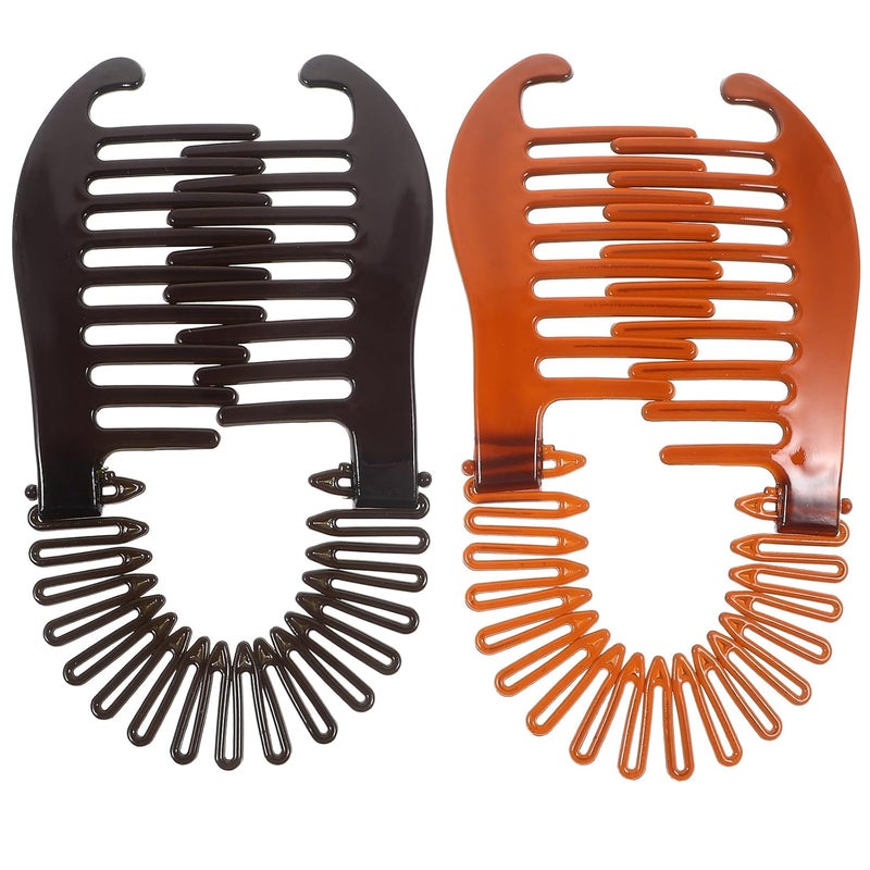 Frcolor FRCOLOR 4pcs Banana Hair Clips for Women Non Slip Fishtail Hair Clincher Comb Claw Ponytail Holder Hair Accessories for Parties