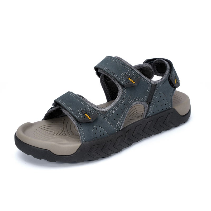 Large Size Summer Sandals For Men And Women Genuine Leather Outdoor Lightweight Non-Slip Velcro Beach Shoes Dropshipping - Image 5