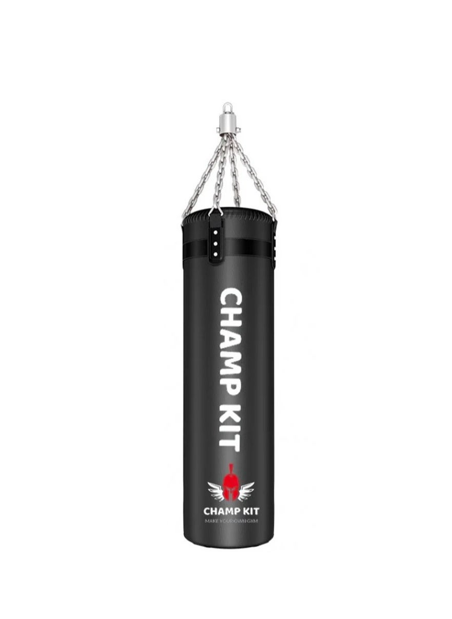 CHAMP KIT Adult Heavy Filled Boxing Punching Bag , Polyurethane Leather Boxing Bag , Chain for MMA Kickboxing ,Karate, Muay Thai, Taekwondo and Home Gym Training, Black 