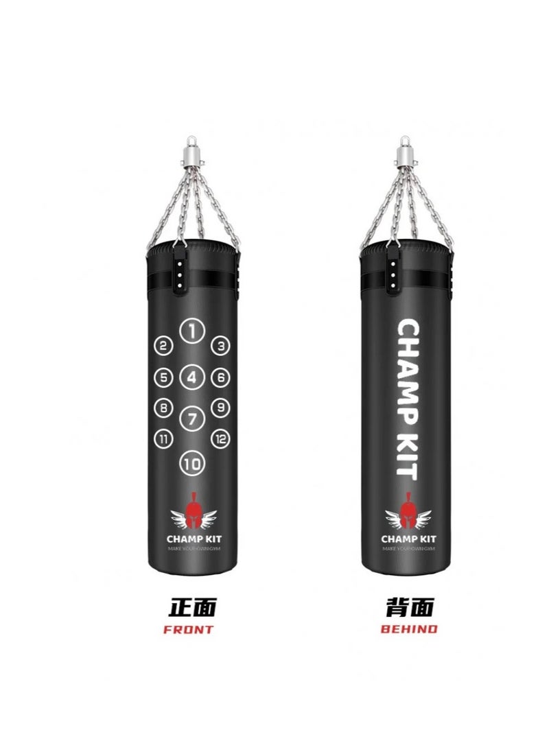 CHAMP KIT - Adult Heavy Filled Boxing Punching Bag , Polyurethane Leather Boxing Bag , Chain for MMA Kickboxing ,Karate, Muay Thai, Taekwondo and Home Gym Training, Black - Image 1
