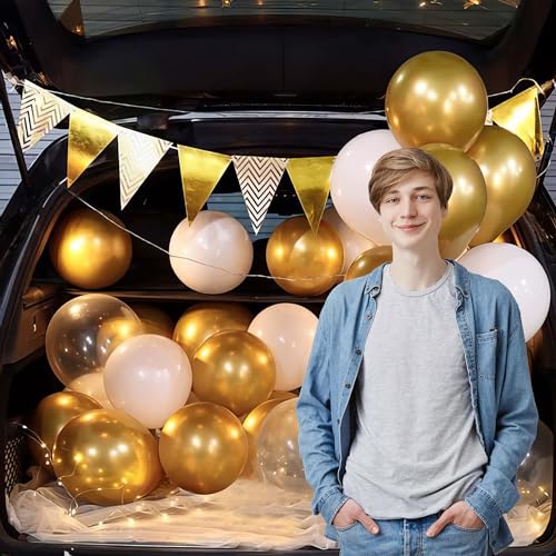 SpecialYou.in Special You Car Boot Birthday decoration items for Couple with Metallic White, Gold Chrome & White Balloons for decoration, birthday decoration items for girl, car birthday decoration items- 34 Pcs - Image 3