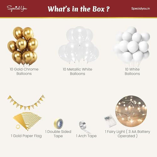 SpecialYou.in Special You Car Boot Birthday decoration items for Couple with Metallic White, Gold Chrome & White Balloons for decoration, birthday decoration items for girl, car birthday decoration items- 34 Pcs - Image 2