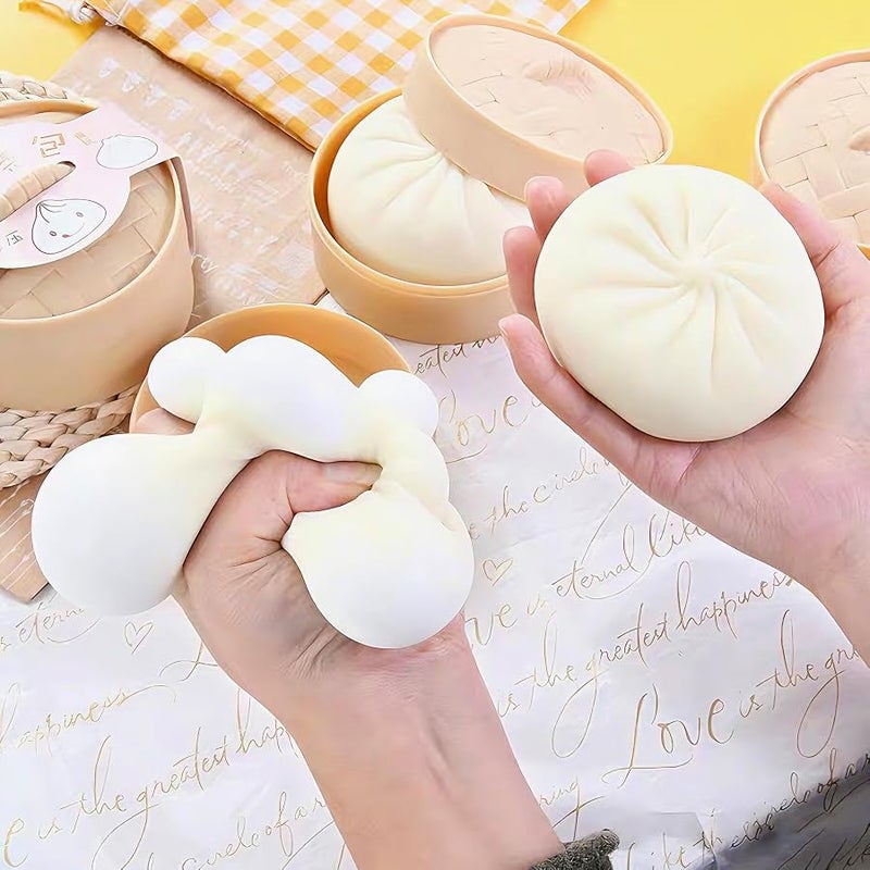 TLM Dumpling Squishies, Glitter Dumpling Mystery Box, 2026 Upgraded Dumplings Stress Balls Fidget Sensory Balls, Squeeze Dough Ball Stress Relief Hand with Food Steamer, Relaxation Gift (Purple) - Image 5