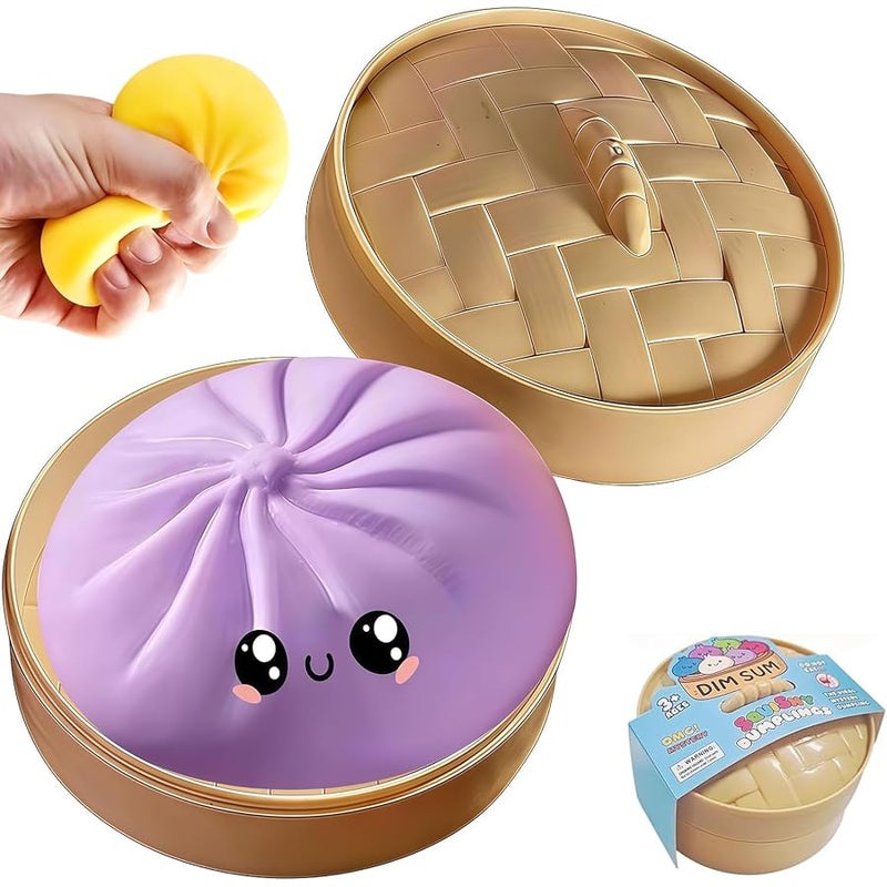 TLM Dumpling Squishies, Glitter Dumpling Mystery Box, 2026 Upgraded Dumplings Stress Balls Fidget Sensory Balls, Squeeze Dough Ball Stress Relief Hand with Food Steamer, Relaxation Gift (Purple) - Image 1
